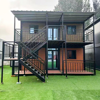 Casa Contenedor Prefabricada Personalizada de 2 Pisos, Casa Prefabricada Expandible de 20 Pies con Balcón