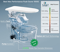 WC intelligent avec bidet 1000g MaP, ouverture/fermeture automatique, distributeur de mousse, chasse d'eau automatique, siège chauffant, réservoir intégré, allongé, télécommande, vente en gros