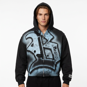 Hoodie tendance pour homme en molleton bouclette épais 400 g/m² coupe ample, streetwear personnalisé pour l'hiver, impression numérique, essentiels de qualité supérieure - Product Image 1