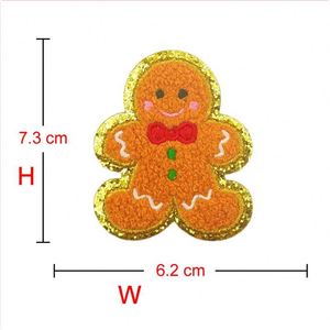 Vente directe usine – Patch en chenille thermocollant Noël : Père Noël, renne, homme en pain d'épices, avec bordure dorée/argentée - Product Image 4
