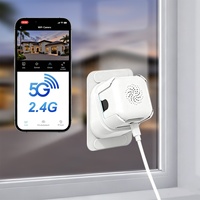 Caméra de sécurité pour fenêtre, surveillance intérieure et extérieure, avec alertes en temps réel Alexa, caméra Wi-Fi filaire double bande traversant le verre