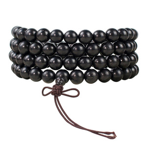 Black Sandalwood <b>Bracelet</b> 108 Beads 8mm Unisex Religious Jewelry For Men And Women Multi Strand Classic Style - Product Image 5