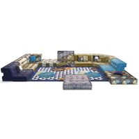Conjunto de Sofá Seccional Modular de Tela a Ras de Suelo Convertible en Cama Tipo Mahjong para Sala de Estar