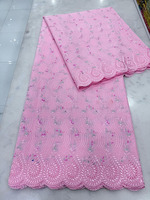 Tissu en dentelle suisse nigériane multicolore, tissu en coton brodé avec des strass pour les tenues traditionnelles