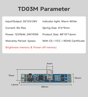 Interrupteur tactile intelligent Shinechip à trois vitesses de température de couleur, mémoire de luminosité et d'arrêt, DC12V/24V, IP22, portée de détection 3-6mm