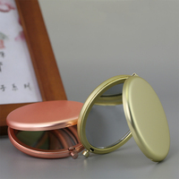 Portable Double-Sided Compact Makeup Mirror Simple Metal Circular Folding Design with Logo Polished Small Hand Cosmetic Mirror