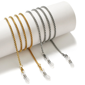 कॉलरबोन शैली वैक्यूम प्लेटेड स्टेनलेस स्टील आईग्लास चेन एंटी-टार्निश रेट्रो मास्क लैननार्ड हार ग्लास स्ट्रैप - Product Image 4