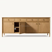 Buffet de cuisine moderne de luxe en bois de chêne massif à 4 portes avec tiroirs pour le salon