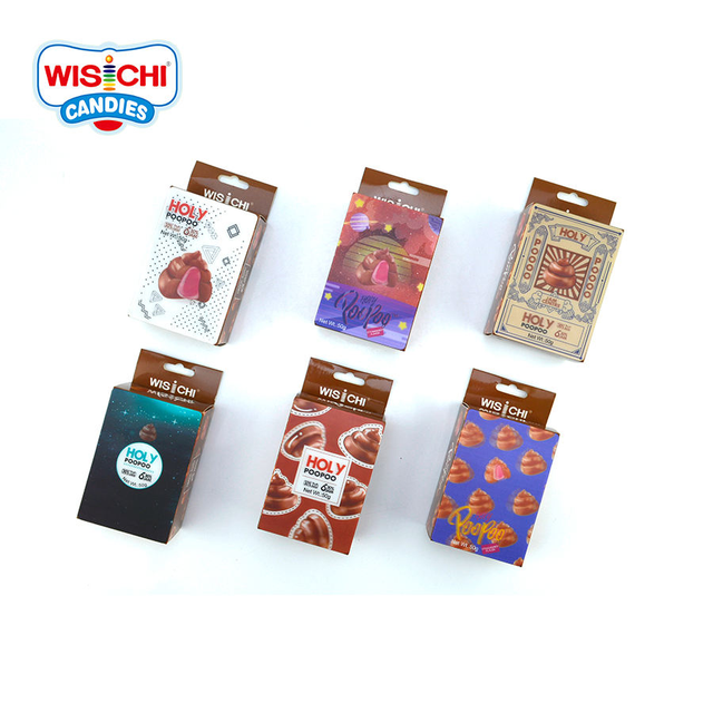 High Quality 3D Poopoo Shape Cute Gummy Candy Fruit Juice Candies and Sweets Halal Patent Private Gummy Pack in 3D Colorbox