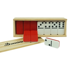 Juego de dominó profesional personalizado, set de dominó rojo y negro con caja de madera para juego educativo interior, seis y 6 tonos