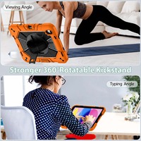 Housse de tablette d'usine pour iPad 11e génération, étui pour iPad A16, étui pour tablette en silicone PC de 11 pouces avec protection à 360° °   Sangle de maintien rotative