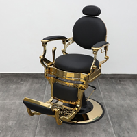 Fauteuil de Barbier Professionnel Haut de Gamme Z pour Hommes, Entièrement Noir, Style Rétro, Structure Robuste, pour Salon de Coiffure