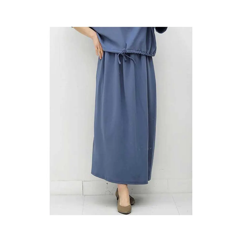 Ropa de mujer de moda de longitud completa suelta Overfit Top e inferior de manga corta falda cómoda de Entrenamiento Conjunto de mujer azul