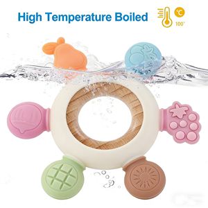 <span class=keywords><strong>Anneau</strong></span> <span class=keywords><strong>de</strong></span> <span class=keywords><strong>dentition</strong></span> en <span class=keywords><strong>silicone</strong></span> souple sans BPA avec <span class=keywords><strong>anneau</strong></span> en <span class=keywords><strong>bois</strong></span> pour apaiser les gencives des enfants - Product Image 2