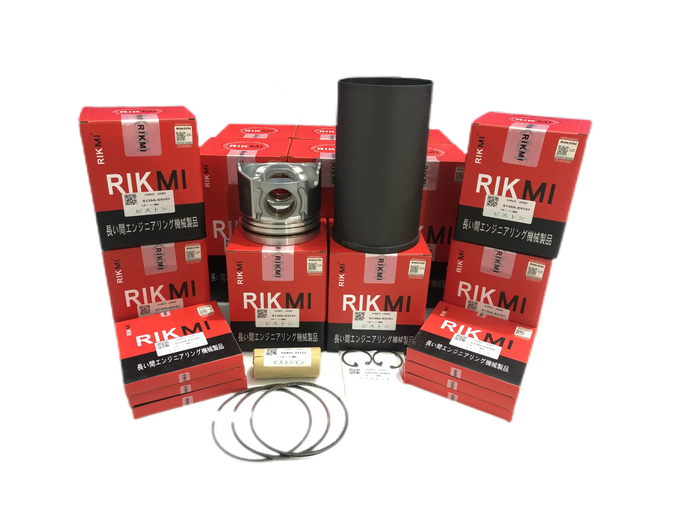 Rikmi Kit Liner Silinder Mesin J08E, Kualitas Tinggi untuk Suku Mesin Diesel Hino 11467-3200 S130A-E0101 S0401-32122 S1304-E0150