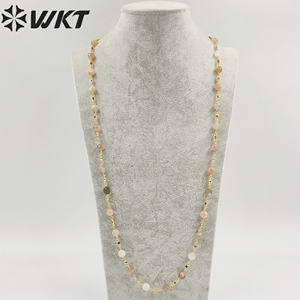 WT-N1432 16 + 2 pollici estendere la catena rosario perline di pietre preziose fascino collana di perline in oro giallo 18 carati collana di pietre preziose - Product Image 5