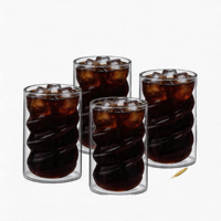 400ml 13.5oz Cangkir Kopi Kaca Lapis Ganda Berkualitas Baik Tahan Panas dan Dingin Cangkir Kopi Teh Hitam Latte