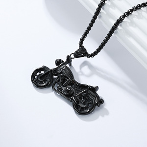 Instagram-worthy yunnique punk Harley-Davidson motorcycle <b>titanium</b> steel necklace, men's personalized retro motorcy - Product Image 4