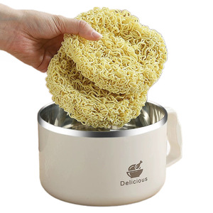 Delicious Stainless Steel Instant Noodle Bowl 304 With Lid Drainable Double Layer Anti Scalding Large Capacity For Home Use - Product Image 3