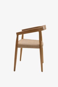 Silla de Comedor con Brazos de Madera de Teca y Asiento de Cuerda Color Marrón Leche - Muebles de Teca Hechos en Java, Indonesia - Product Image 3
