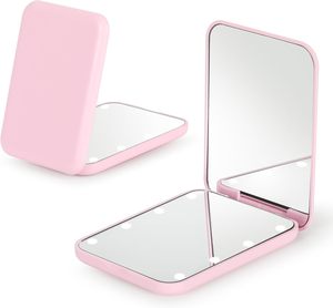 Espejo Cosmético Portátil Plegable de Bolsillo de Doble Cara con Luz LED y Aumento de 1X/2X Personalizado - Product Image 1
