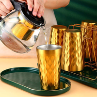 Tasses isothermes classiques en acier inoxydable SUS304 de qualité alimentaire, motif ondulé, pour café, bière, cocktails – Vente chaude
