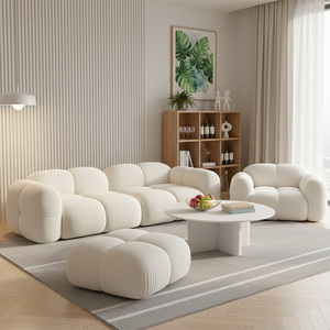 EU Puff Modern Velvet Set for Living Room Soft Fabric Cloud Couch Comfortable <b>Single</b> Double Triple Seat Sizes Available - Product Image 4