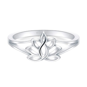 Anello Yoga con <span class=keywords><strong>Fiore</strong></span> <span class=keywords><strong>di</strong></span> <span class=keywords><strong>Loto</strong></span> in Argento Sterling 925 - Product Image 1