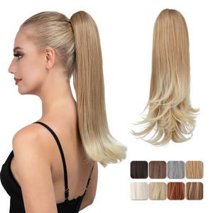 วิกผมหางม้าแบบยาวหลายชั้นสไตล์ยุโรปอเมริกันสำหรับผู้หญิง ทำจากเส้นใยทนความร้อนสูง ดีไซน์โค้งงอสมจริง ใช้ได้สองแบบ - Product Image 1