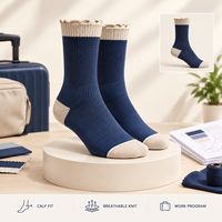 Chaussettes de compression graduée en Spandex et Nylon, à bout plat, pour le voyage, avec soutien de la cheville, couleur marine et couleur avoine, ajustement du bout du pied et gradation de taille
