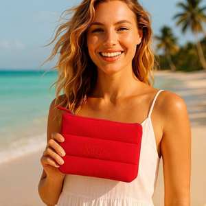 Premium Skincare Neoprene Makeup Pouch Women Puffy <b>Cosmetic</b> Bag Red Blue Travel Toiletry Bags For Women - Product Image 1