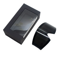 Boîtes cadeaux personnalisées en papier noir recyclable pour visière de casque de moto, emballage en carton laminé brillant et mat