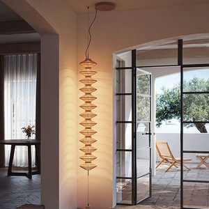 Zen-inspired Rattan Pendant <b>Light</b> 96cm 108cm 216cm Long Six-head Chandelier For Home <b>Dining</b> Room Energy-saving Lamps - Product Image 4