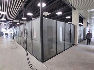 Parete Divisoria in Vetro, Separazione Ambienti, Partizione Solida Personalizzata, Parete Divisoria Rinforzata con Profilo Superiore - Product Image 3