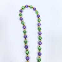 Collier de perles personnalisé pour masque de carnaval violet, vert et or, accessoire de déguisement pour fête et défilé