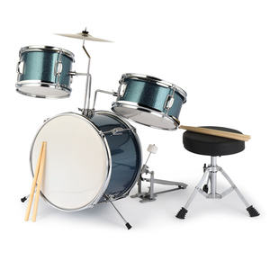 Batería Infantil Azul Cielo de 3 Piezas con Pedal, Taburete y Baquetas, Instrumento de Percusión con Parches de PVC de 14 x 10 - Product Image 3