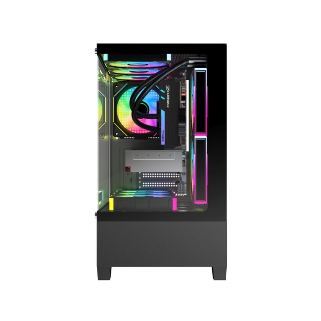 Micro-ATX Mid Tower Gaming PC Case Frameless TG Glass with Type-C I/O Back-Connect Mother Board Support 240mm Water Cooling