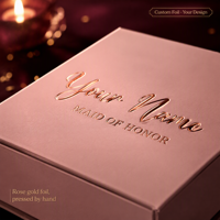 Caja de Propuesta para Damas de Honor, Venta al Por Mayor, Regalo de Boda, Caja Rígida Personalizada con Lámina Dorada Rosa, Cierre Magnético, Directo de Fábrica, MOQ 500