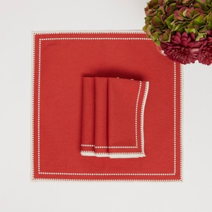 Eco-friendly Custom Size French Luxury Organic Flax Fabric Embroidered Edge <b>Table</b> <b>Cloth</b> <b>Linen</b> Napkin Placemat for Hotel Wedding - Product Image 3