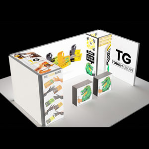 บูธแสดงสินค้ารูปตัวยูแบบกำหนดเองพร้อมกล่องไฟ SEG จอแสดงผลแบบพกพาสำหรับงานแสดงสินค้าพร้อมไฟเพดานด้านบนและกราฟิกทรงลูกบาศก์ - Product Image 2