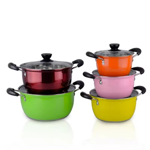 Mutual Hair Juego de ollas de sopa de acero inoxidable de 10 piezas con olla de cocina de hierro y juegos de utensilios de cocina coloridos de gas para el <span class=keywords><strong>hogar</strong></span> - Product Image 2