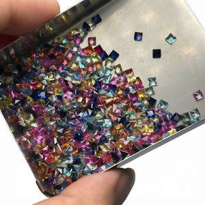 Piedras Preciosas Sueltas de Zafiro Sintético Corte Princesa Arcoíris, Simulador de Diamante Creado en Laboratorio, Múltiples Colores para Joyería - Product Image 1