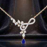 Collier pendentif infini en or 18 carats de luxe avec saphir et diamant, bijoux de mariage pour femme
