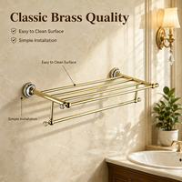 Ensemble d'accessoires de salle de bain de luxe mural de style classique doré avec kits de salle de bain en céramique, ensemble d'accessoires de salle de bain en verre, Chine