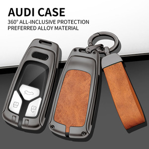 Étui de clé en cuir en alliage de Zinc pour <span class=keywords><strong>Audi</strong></span> A6 A5 Q7 S4 S5 <span class=keywords><strong>A4</strong></span> B9 A4L 4M TT TTS TFSI RS 8S 8W Logo de clé de voiture accessoires automobiles - Product Image 2
