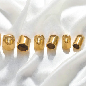 <b>Leather</b> Cord End Cap Side Loop | 18K PVD Gold Plated Stainless Steel Barrel Connector DIY <b>Bracelet</b> Necklace Jewelry Making - Product Image 4