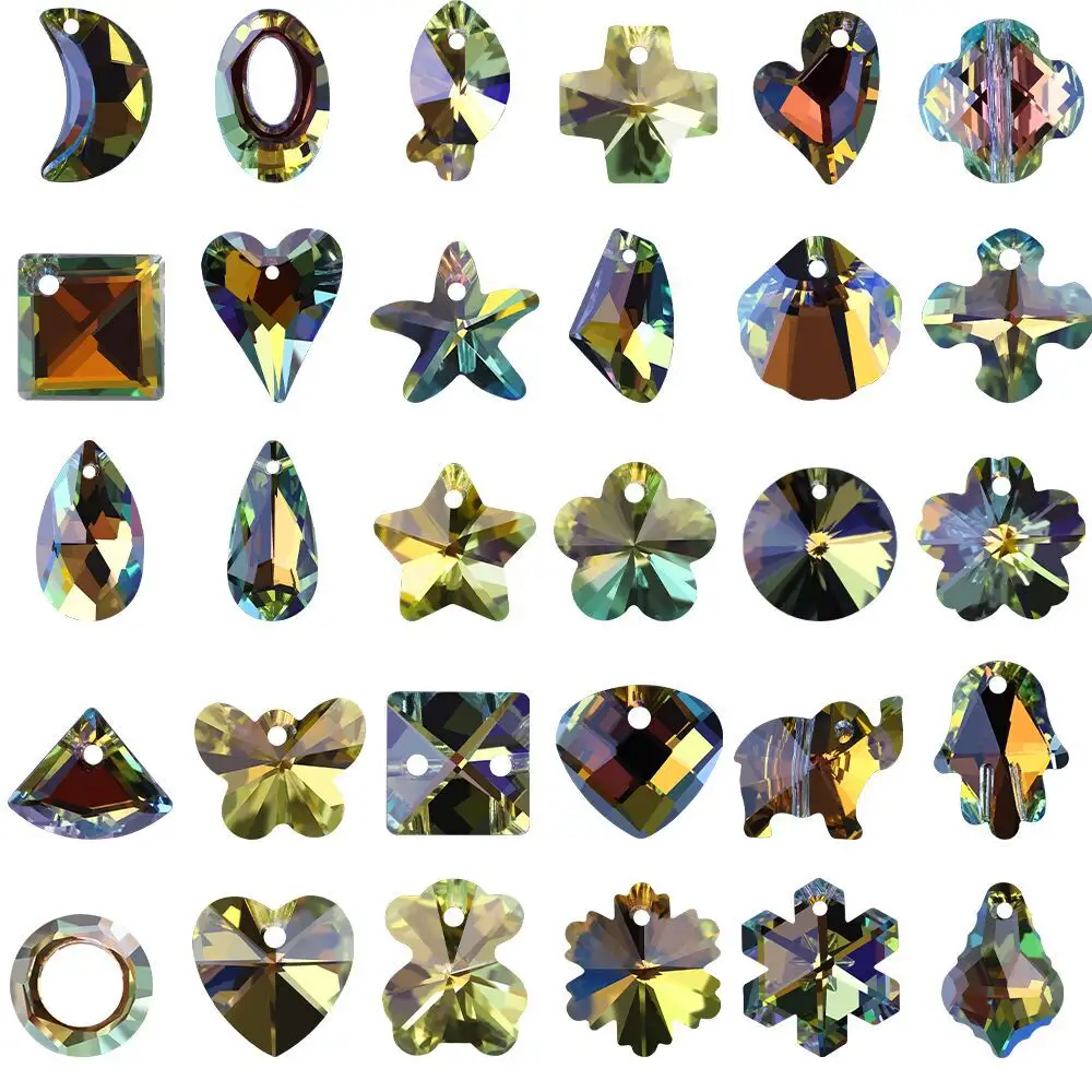 Desain baru 20 buah/tas AB liontin kaca kristal mewah manik-manik kristal kaca untuk pembuatan perhiasan DIY