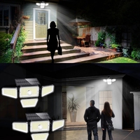 Lampe solaire LED avec angle d'éclairage réglable, 270 diodes, 4 têtes, lampe d'extérieur avec capteur de mouvement, décoration de jardin