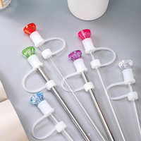 Nouvelle Capuchon de paille de luxe en silicone anti-poussière, motif cristal de diamant 3D, 8mm 10mm, accessoire pour boisson