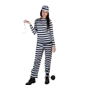 ハロウィーン用売れ筋アイテム刑務所用制服セット家族用刑務所用制服セットストライプ刑務所コスプレ衣装 - Product Image 5